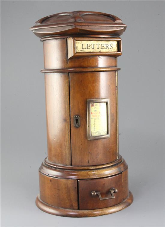A Victorian style mahogany model letterbox, H.16in.